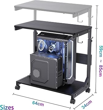 Computer Tower Stand, Height Adjustable from 59 to 84.5cm