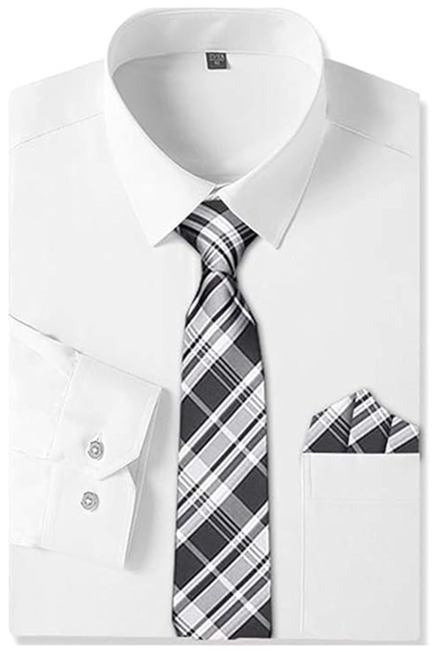 Cromoncent Set camicia e cravatta da uomo a maniche lunghe, Set-bianco-a, XX-Large