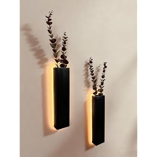 LED Wall Planters with Faux Eucalyptus