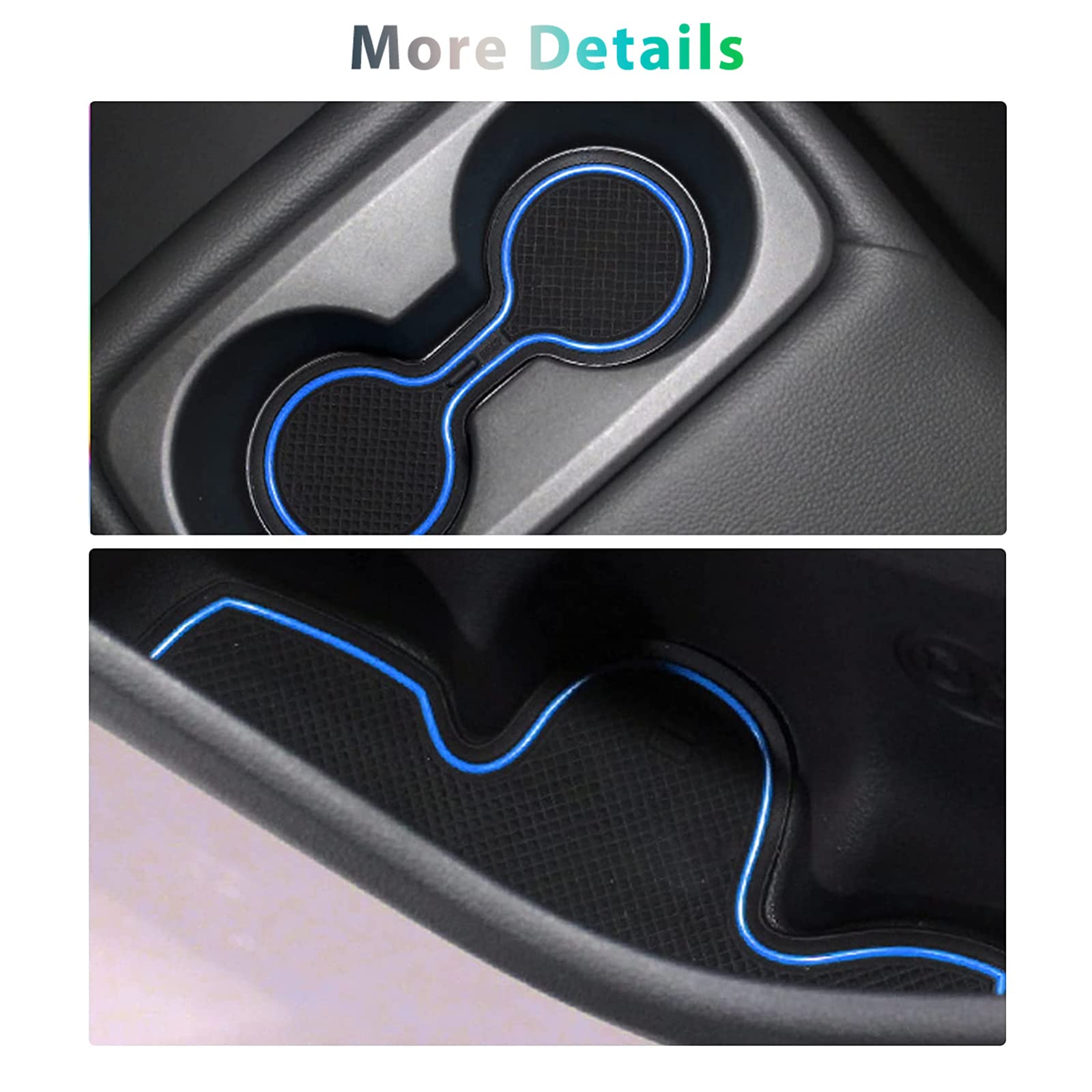 GAFAT 2015-2020 Tucson (Trasmissione Automatica) Tappetini Antiscivolo in Gomma per Console Centrale, Porta Bicchiere, Slot Portiera (Blu)