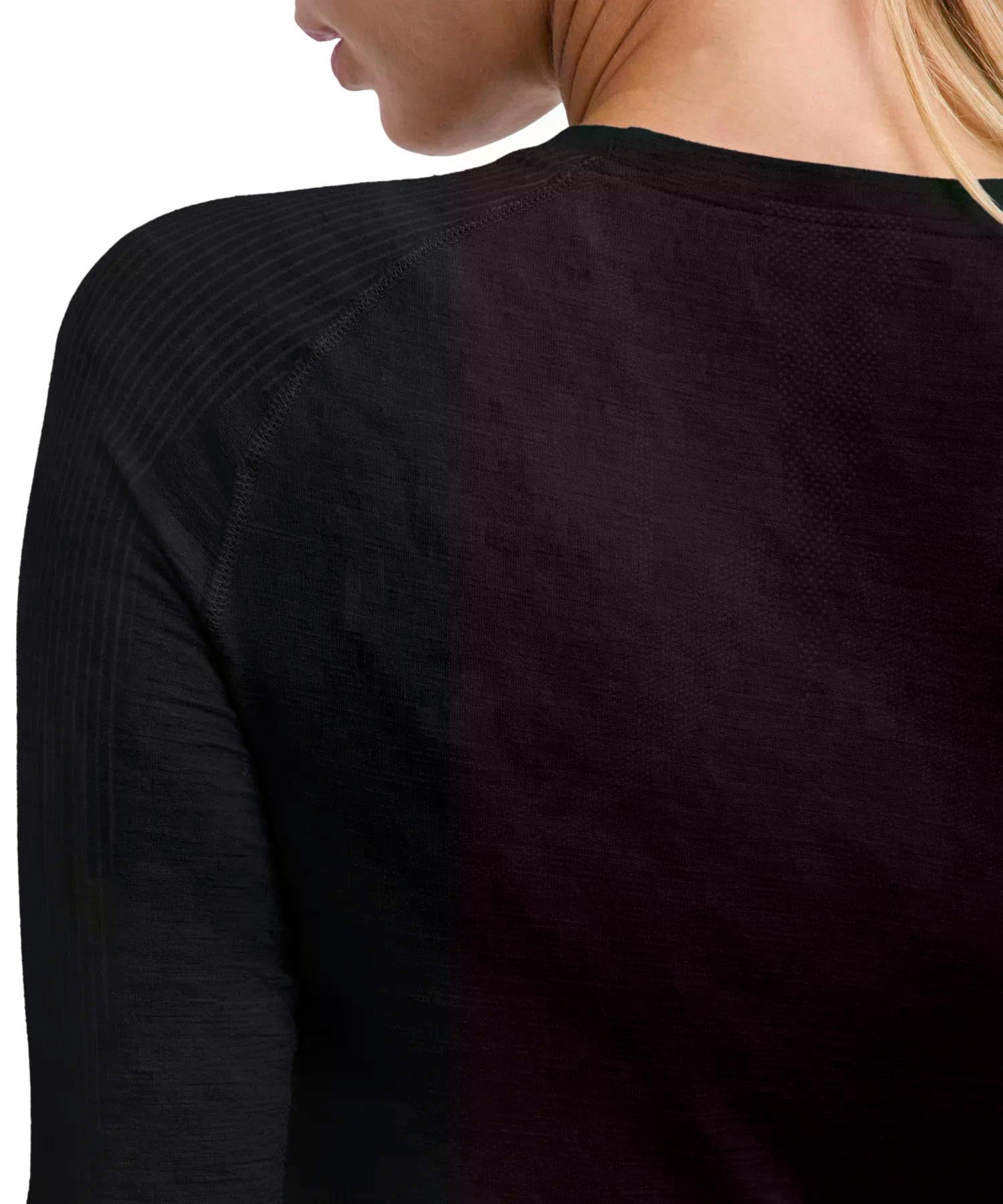FALKE Kobiety Warstwa podstawowa (góra) Wool-Tech Light Round Neck W L/s Sh wełna materiał funkcjonalny regulujące klimat 1 Sztuka, Czarny Black 3000, L