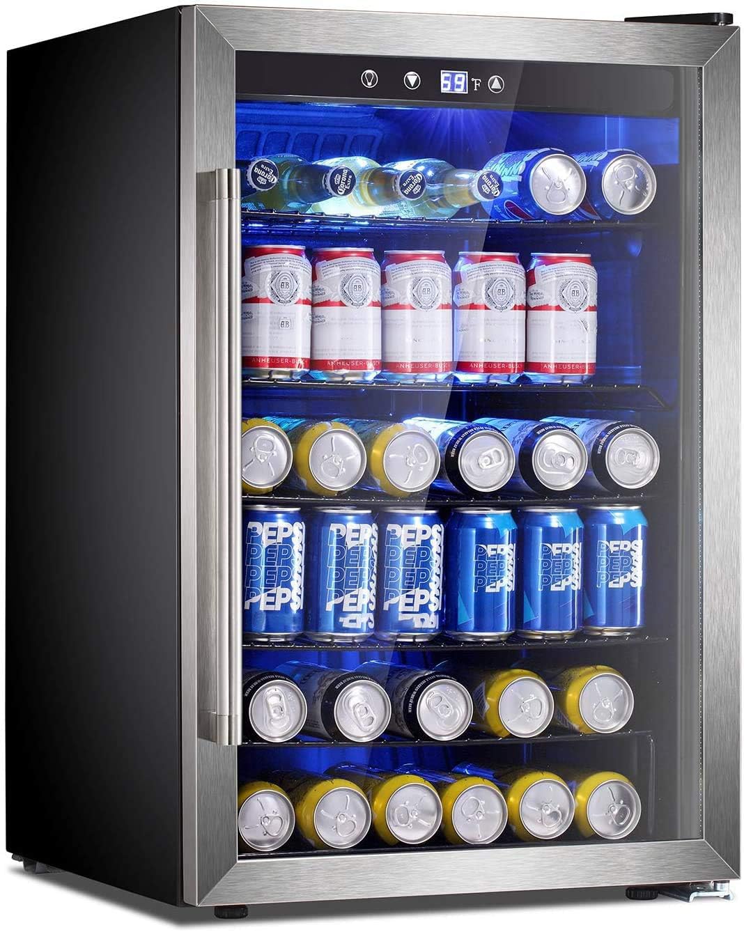 Antarctic Star Beverage Refrigerator Cooler - 145 Can Mini Fridge Glass Door for Soda Beer or Wine Small Drink Dispenser Clear Front for Home, Office or Bar, Silver,4.4cu.ft(similar)