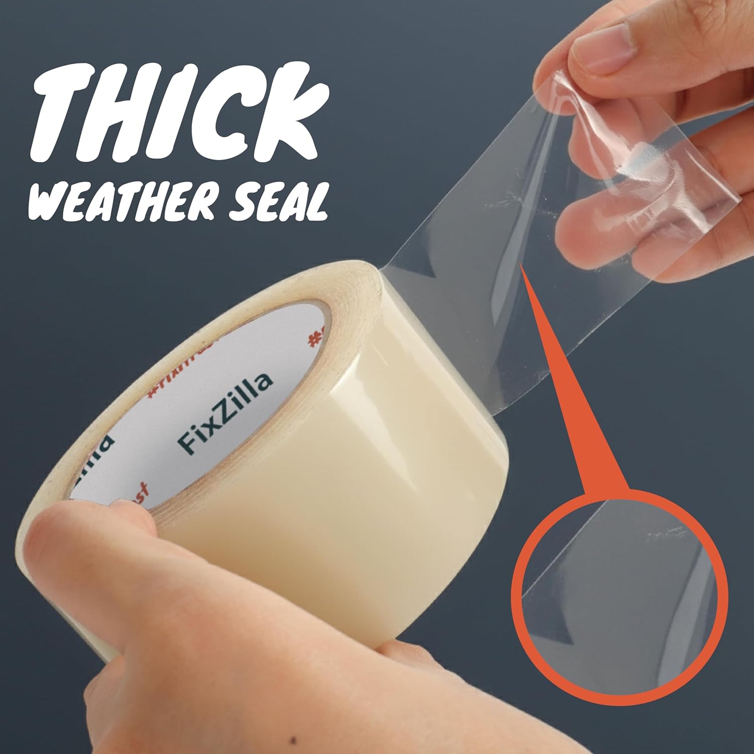 FixZilla Window Sealing Tape for Winter 2 Inch x 90 Feet Clear Window Insulation Tape Seal for Clear Plastic Film Insulation, AC Conditioner Unit Gap Seal- Residue-Free, Heavy-Duty, and Wood-Safe