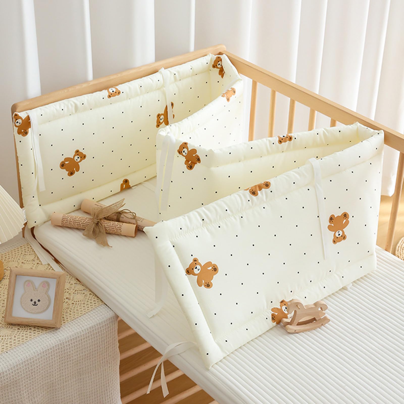 PTKG StoßFester Schutzgitter,Randschutz Babybett,Rausfallschutz für Kinderbett,Bettrolle für Kleinkinder Bett,Superdicker Antikollisions,Teppich fürs Bett Kopfschutz,F10,150cm