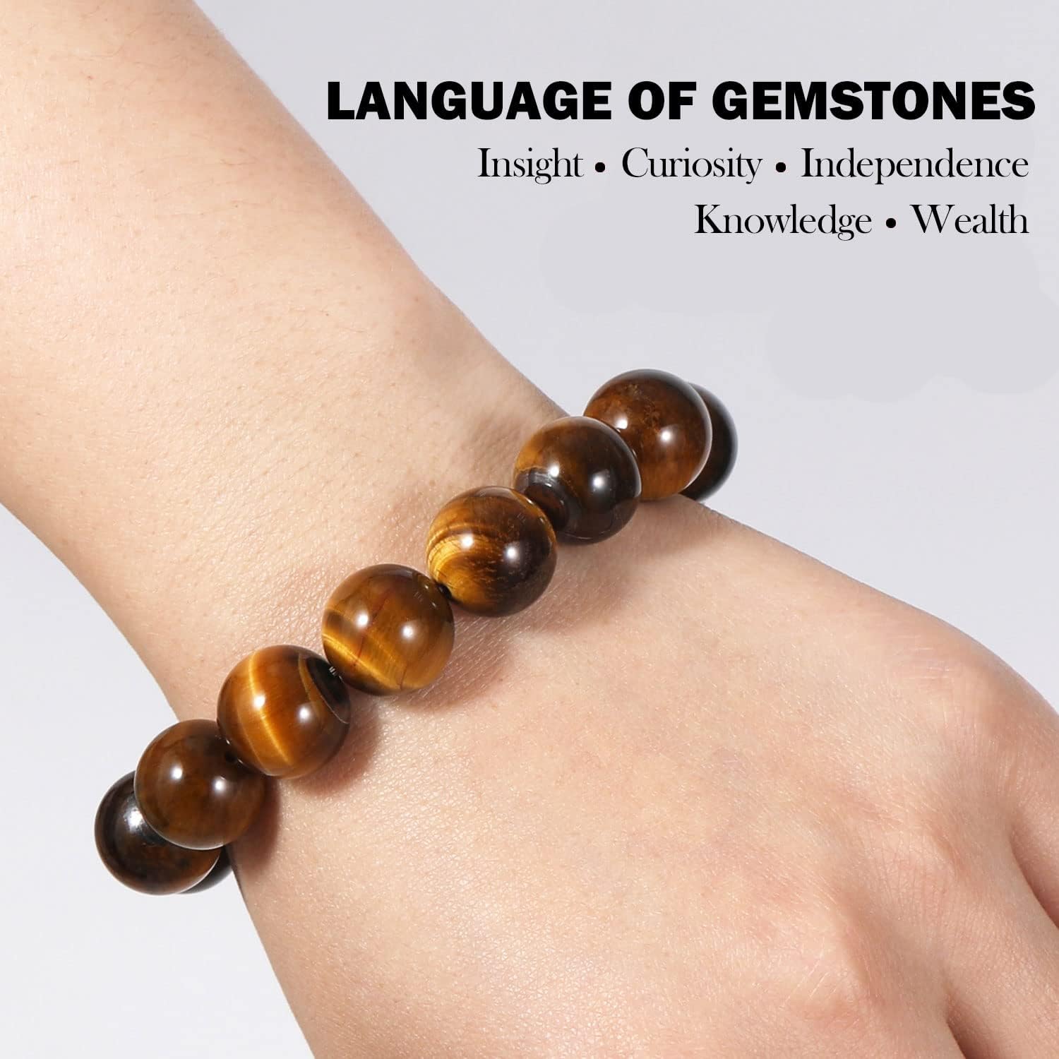 Tiger Eye Bracelet, Natural Tiger Eye Stone Stress Relief, Yoga Beaded Bracelets，Healing Bracelet for Men Women