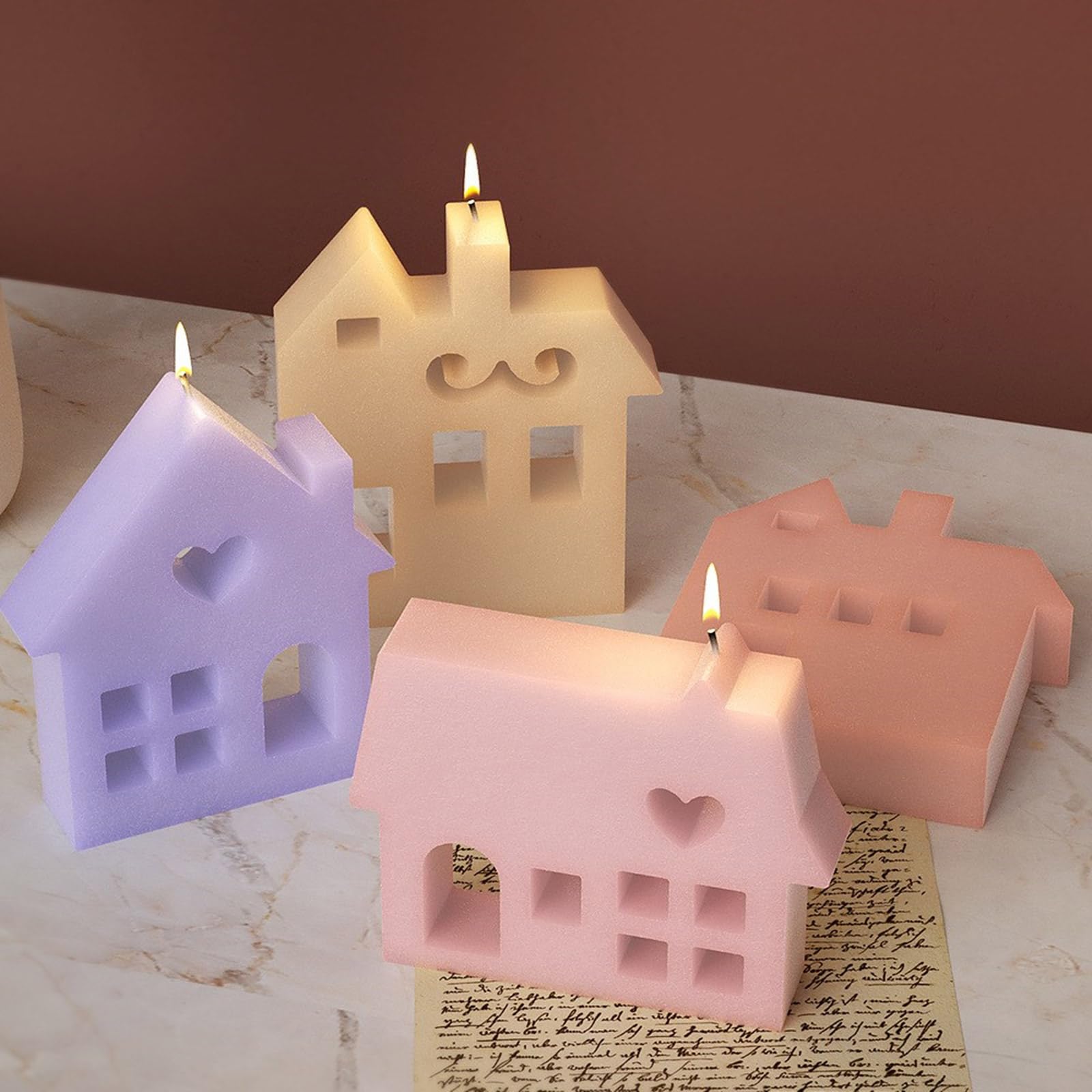 Formy silikonowe, MDHQ 3D House silikonowe formy do żywicy serce w kształcie domu foremka na świecę świeca zapachowa Making ciasto dekoracje narzędzia do pieczenia