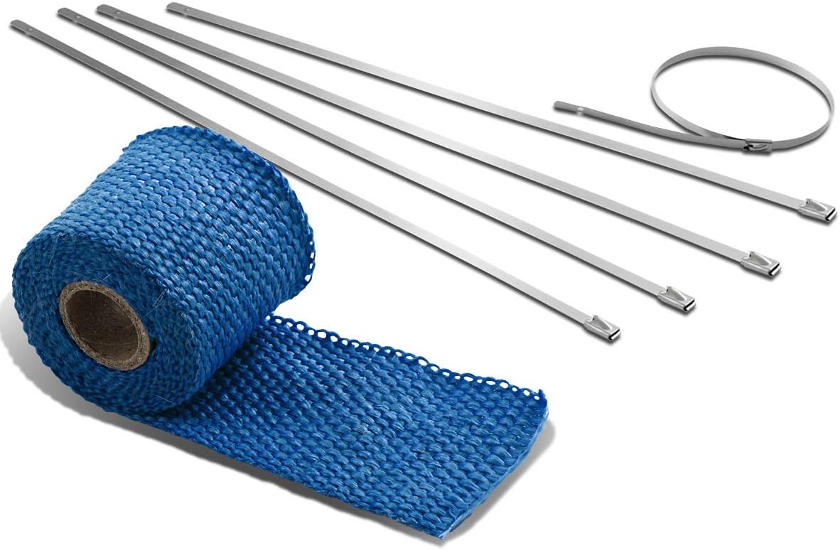5ft Black Exhaust Heat Wrap+12 inches Long 5mm Width Black Zip Tie