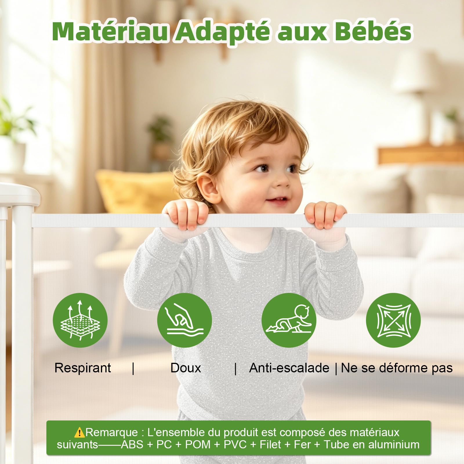 Dioxide Barrière de Sécurité Rétractable pour Bébé, 0-150 cm Barriere Retractable Enfant, Barrière Sécurité Enfant Adaptée aux Escaliers, Couloirs, Intérieur et Extérieur (Blanc)