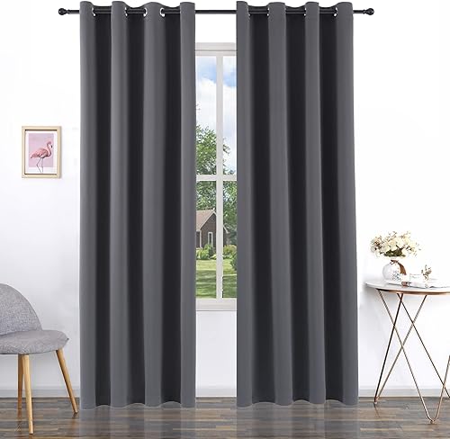 Miniatura 77 de Pickluc Cortina opaca para dormitorio, bloqueo de luz, aislamiento de calor, reducción de ruido, tela más gruesa, extra plegable, 2 paneles, 42