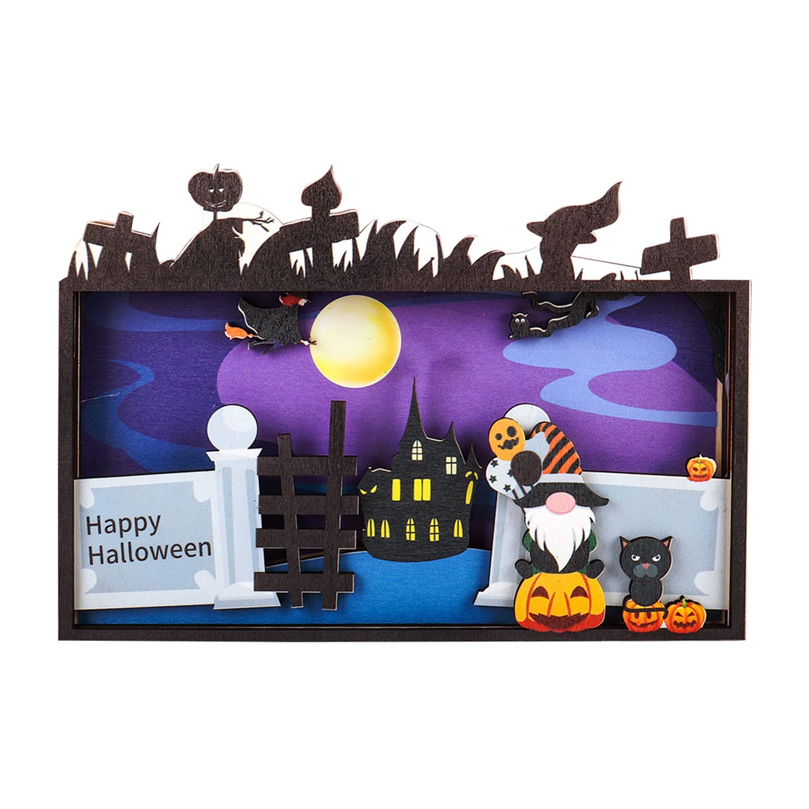 Nucelit Halloween Wooden Ornament Pumpkin Door Hanging Signs Pendant Halloween Party Decorations for Home Wooden Plaques Personalized Engraved for