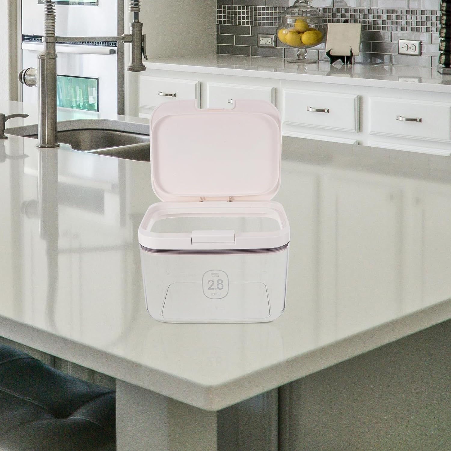 Ciieeo Airtight Rice Storage Container and Flour Bin Set 2pcs (2.8l 4.5l) with Measuring Cup, Plastic Food Storage Organizer for Kitchen Pantry Household Use