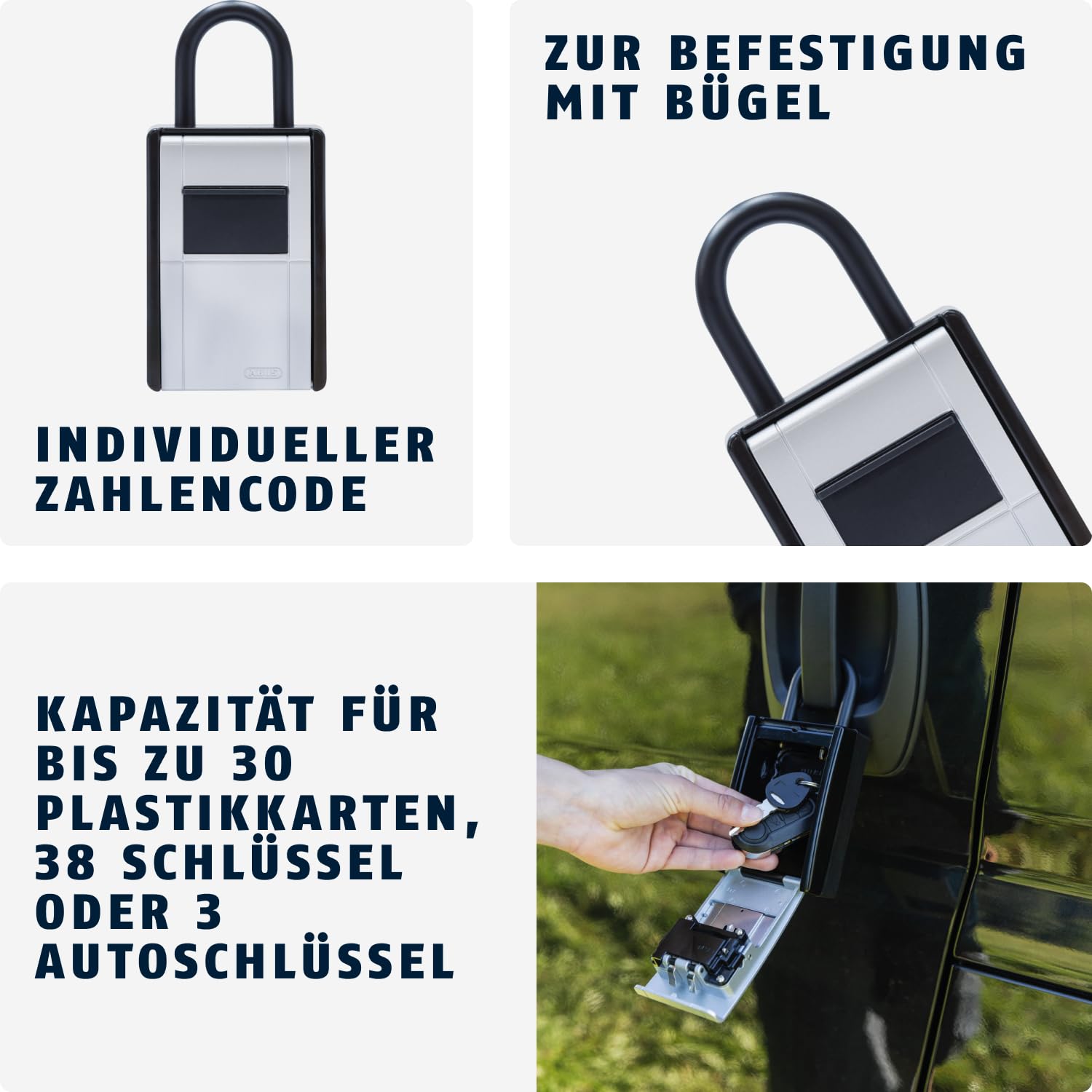 ABUS 797 KeyGarage Big with Shackle, Portable Key Lock Box, Secure Storage for up to 38 Keys, Weather-Resistant - Image 4