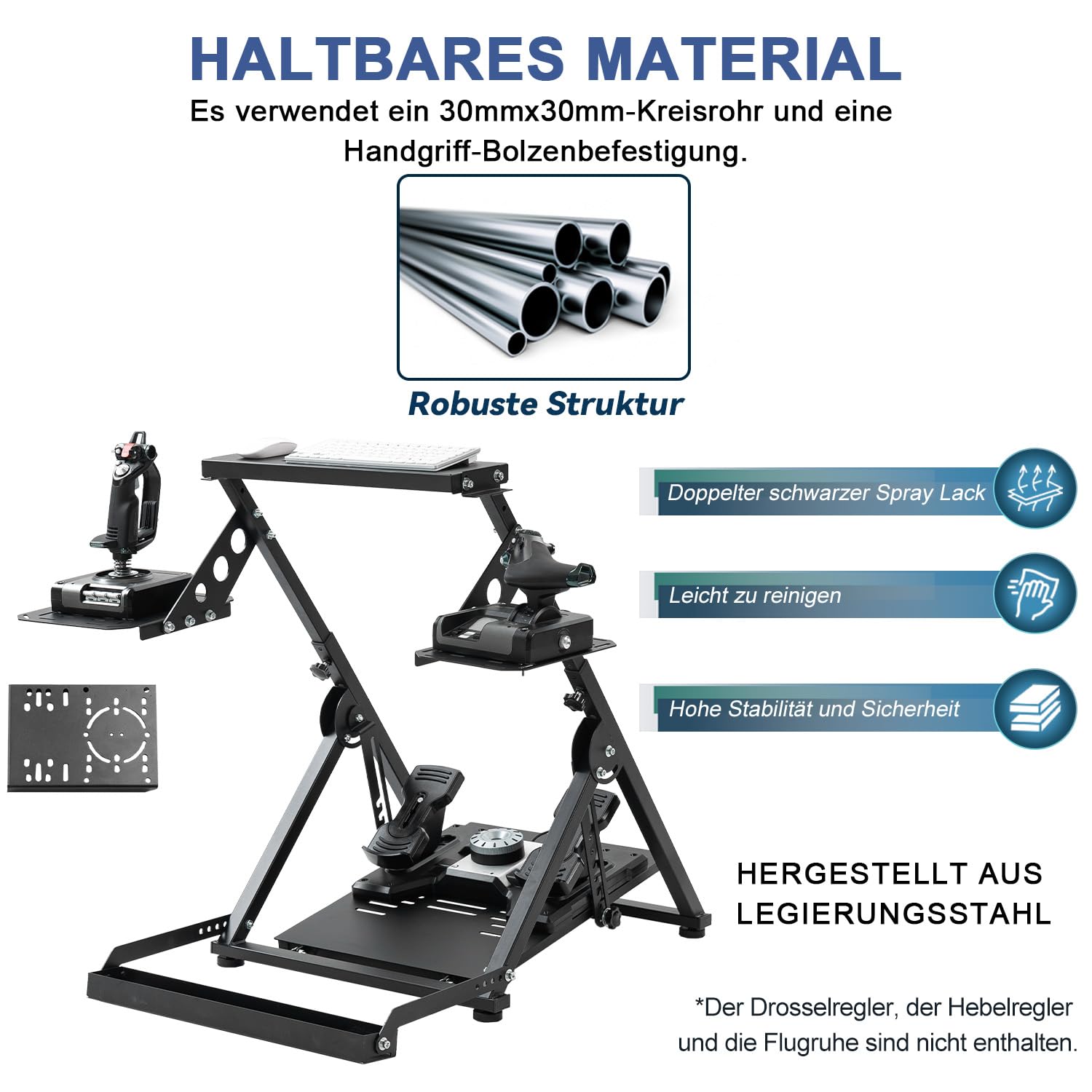 Anman Foldable Flight Simulation Cockpit 3.0 mit Fixed Slot für Logitech, Thrustmaster, Fanatec, Adjustable Pedals