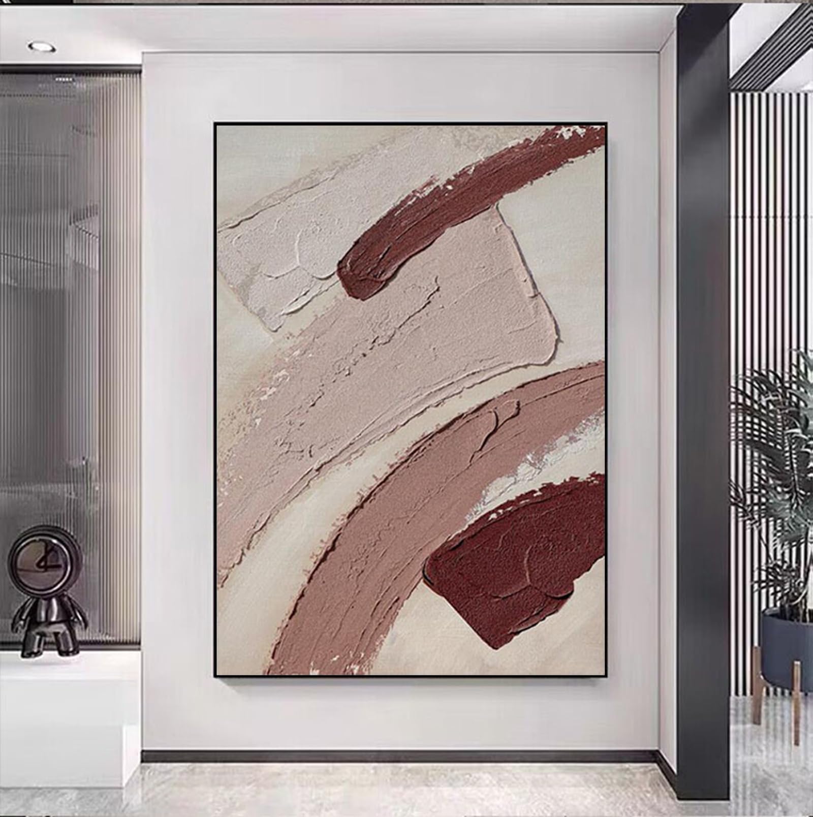 Peinture huile peinte à la main grand tableau abstrait luxe encadré