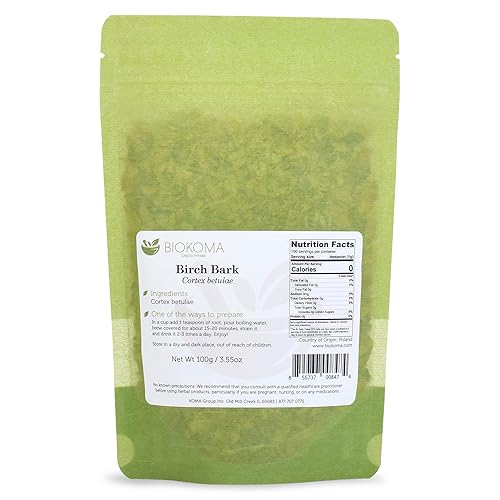 Miniatura 2 de Biokoma Corteza de abedul pura y natural, corte seco, 3.53 oz (3.55 onzas) en bolsa resellable a prueba de humedad, té de hierbas, sin aditivos, sin