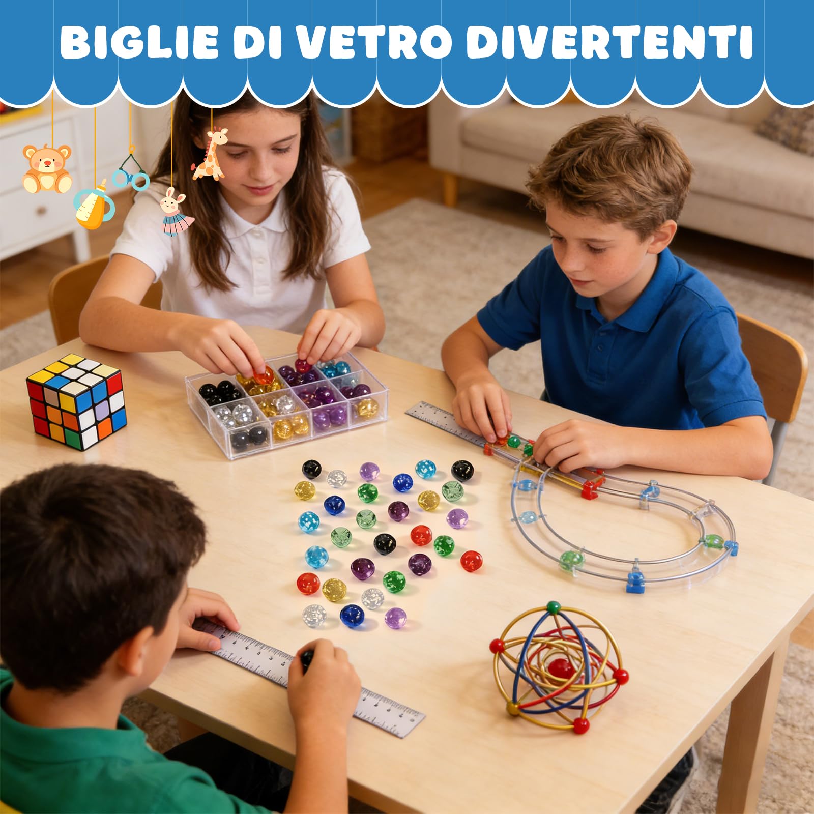 Biglie di Vetro 16mm Bagliore Nel Buio 30 Pezzi per Bambini Giocattoli Tradizionali