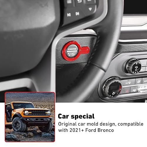 Miniatura 4 de Linskip Anillo de botón de arranque compatible con Ford Bronco 2021-2025, cubierta del botón de arranque del motor para accesorios interiores Bronco