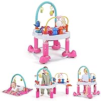 Vista 10 de INFANS Centro de Actividad de Bebé con Rebotador, 5 en 1 Plato de Actividad con Rebote para Niños Pequeños, Alfombra de Juego con Asiento Giratório