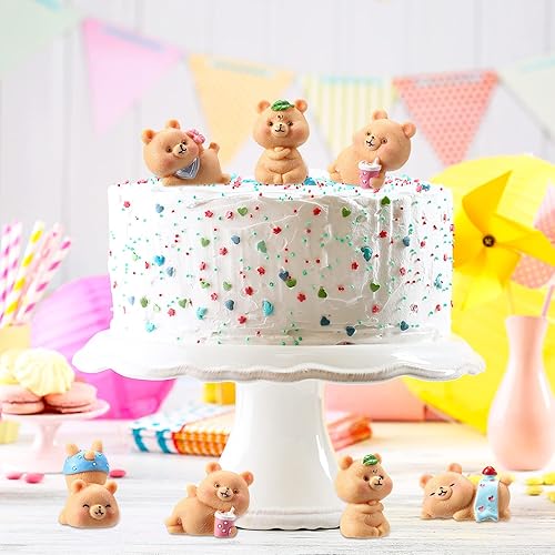 Miniatura 5 de 15 figuras en miniatura de oso lindo oso para decoración de baby shower, decoración de pasteles de resina, decoración de pasteles, jardín, musgo en