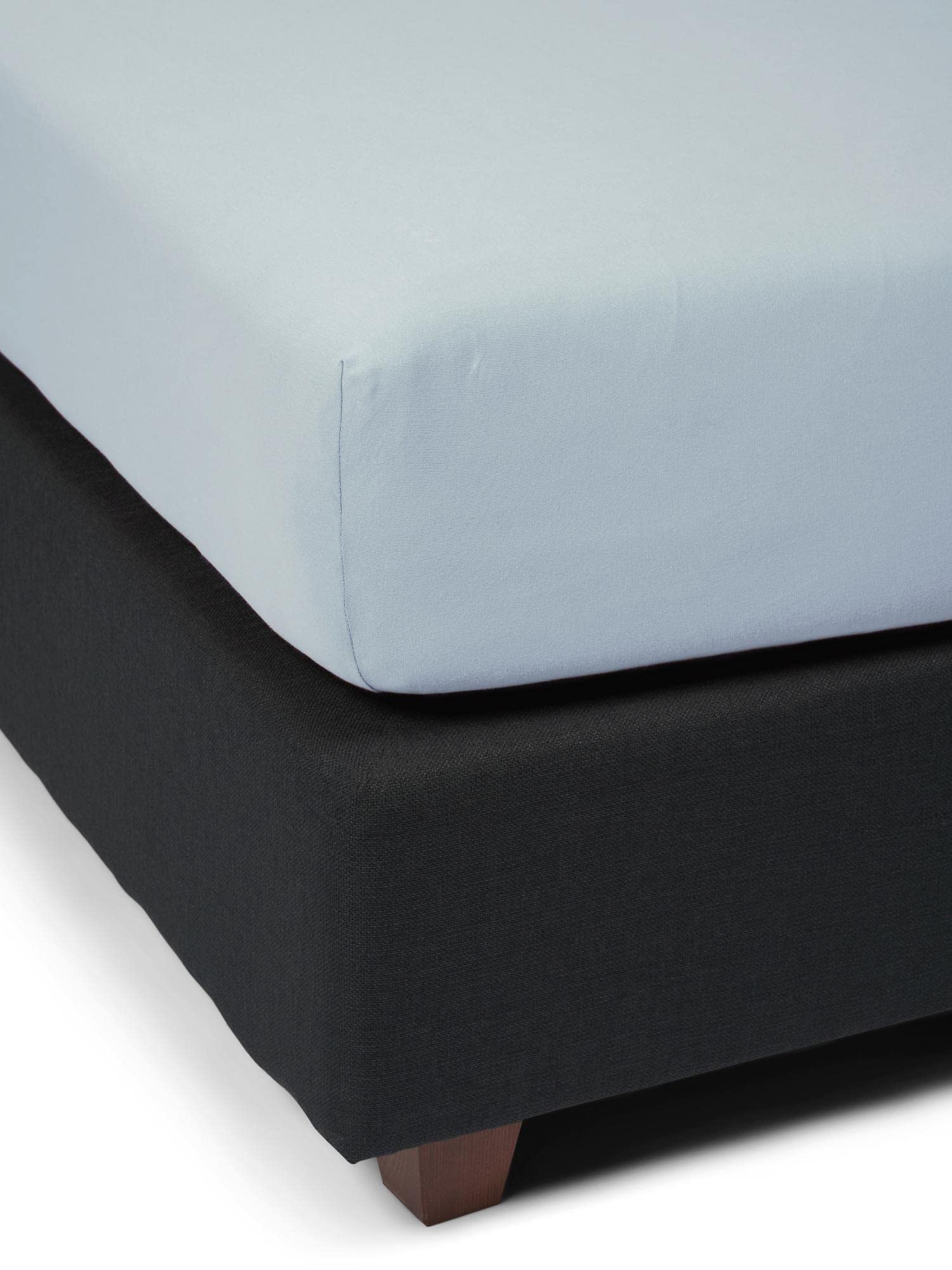 ESSENZA Spannbettlaken The Perfect Organic Jersey Eisblau, 180-200 x 200-220 cm - 95% Bio-Baumwolle Perkal (GOTS), 5% Elasthan - Uni