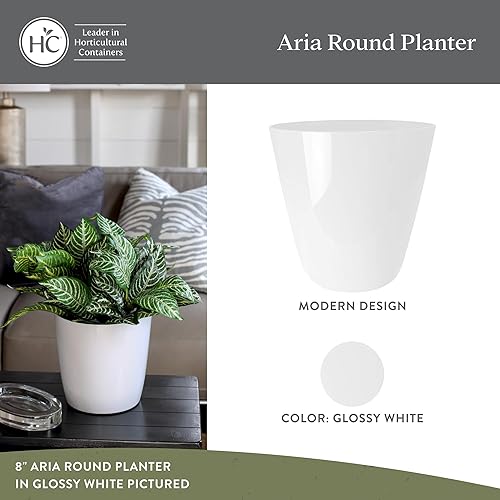 Miniatura 2 de The HC Companies Aria - Maceta redonda de riego automático de 16 pulgadas, maceta de plástico para plantas de interior y exterior, flores, hierbas,