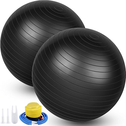 Leyndo 2 pelotas de yoga grandes de 26 pulgadas, pelota de ejercicio antiestallido con bomba, 26 pulgadas/25.6 in para mejorar la postura,