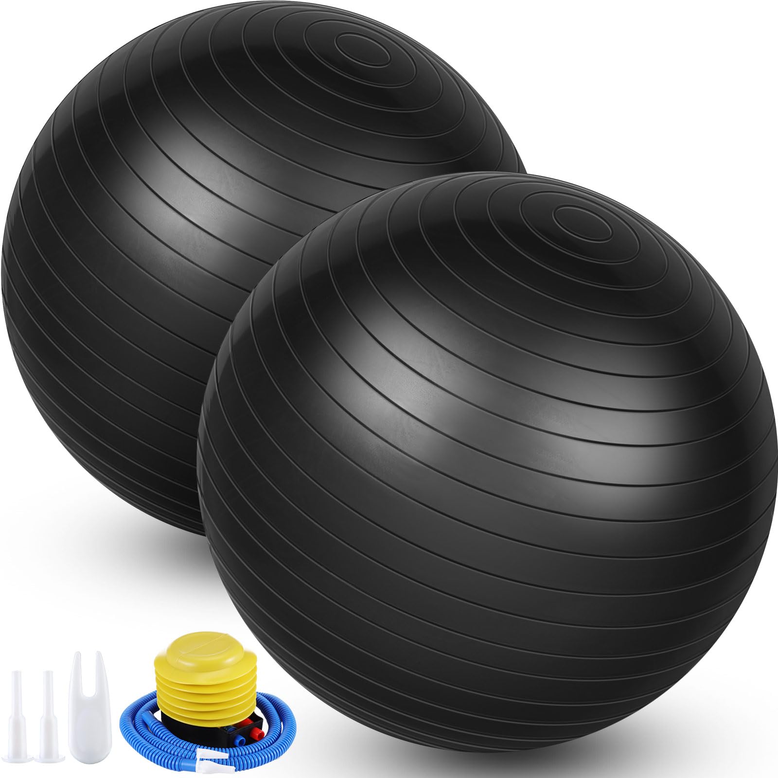 Leyndo Yoga-Ball, Gymnastikball, groß, 66 cm, Anti-Burst, Geburts-Fitnessball mit Pumpe, 65 cm für verbesserte Körperhaltung, Balance, Yoga, Pilates, Training, 2 Stück