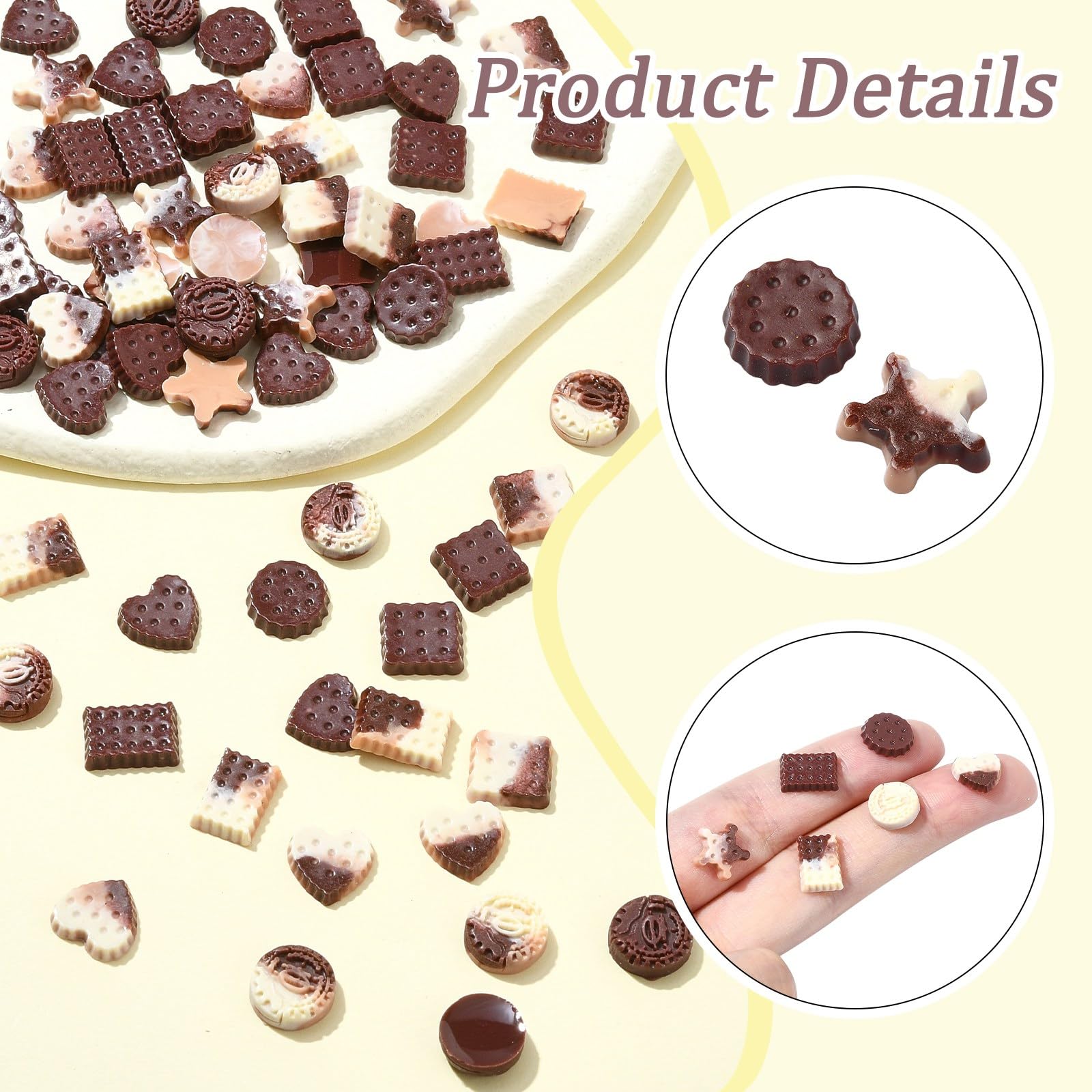 UR URLIFEHALL 290 Pcs Cookie Resin Cabochons Flatback Glow in The Dark Flat Round Heart Shaped Cabochons for Crafting Hairpins Home Wall Decor - Image 3