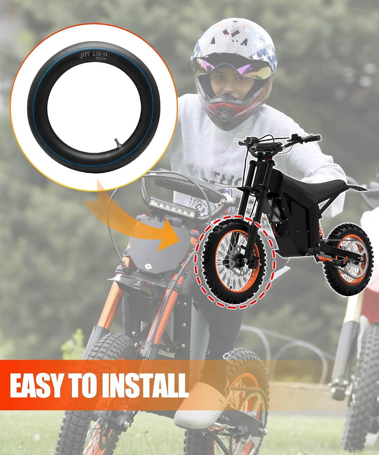 Upgrade Heavy Duty Front Inner Tube 14" Fits for Tuttio Soleil 01 Electric Drit Bike