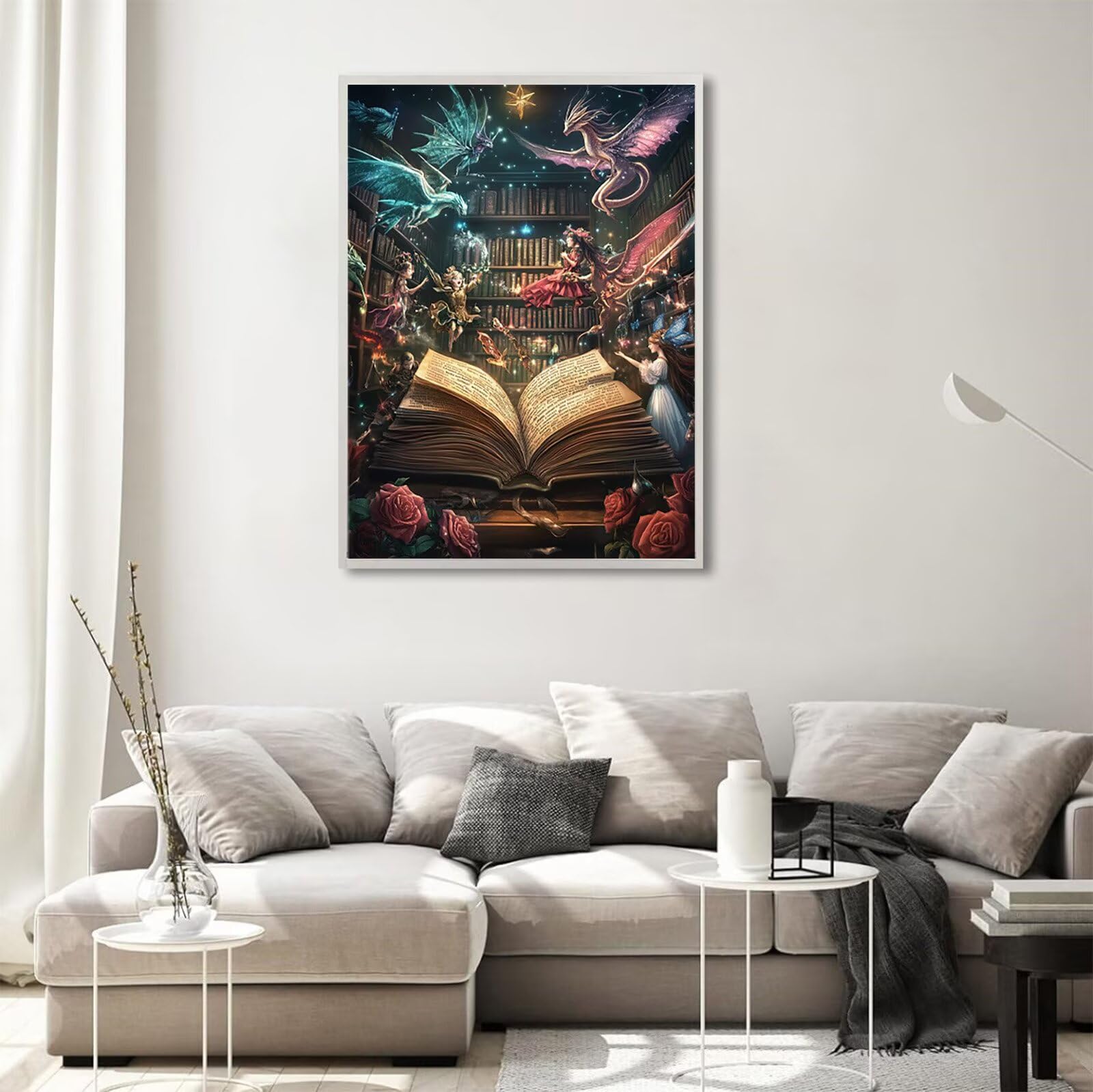 Magie Diamond Painting Drachen Diamond Painting 60x80cm Vollbohrer Diamanten Kinder Anfänger Bastelset, DIY Set Erwachsene Kreativ Set für Erwachsene für Zimmer Wand Deko Geschenke für Frauen,Model675
