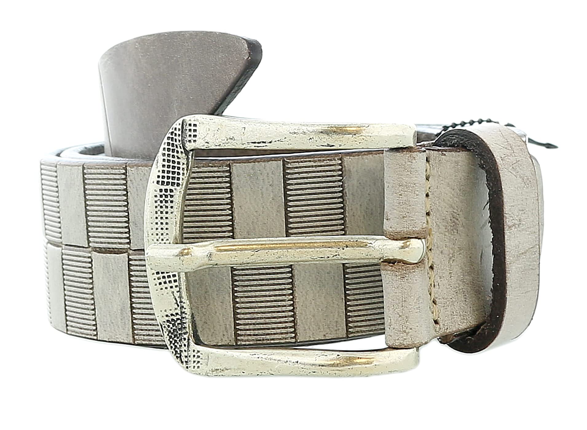 Pierre CardinDistressed Beige Textured Classic Silver D-Ring Adjustable Belt Adjustable Mens Belt-32 for Mens