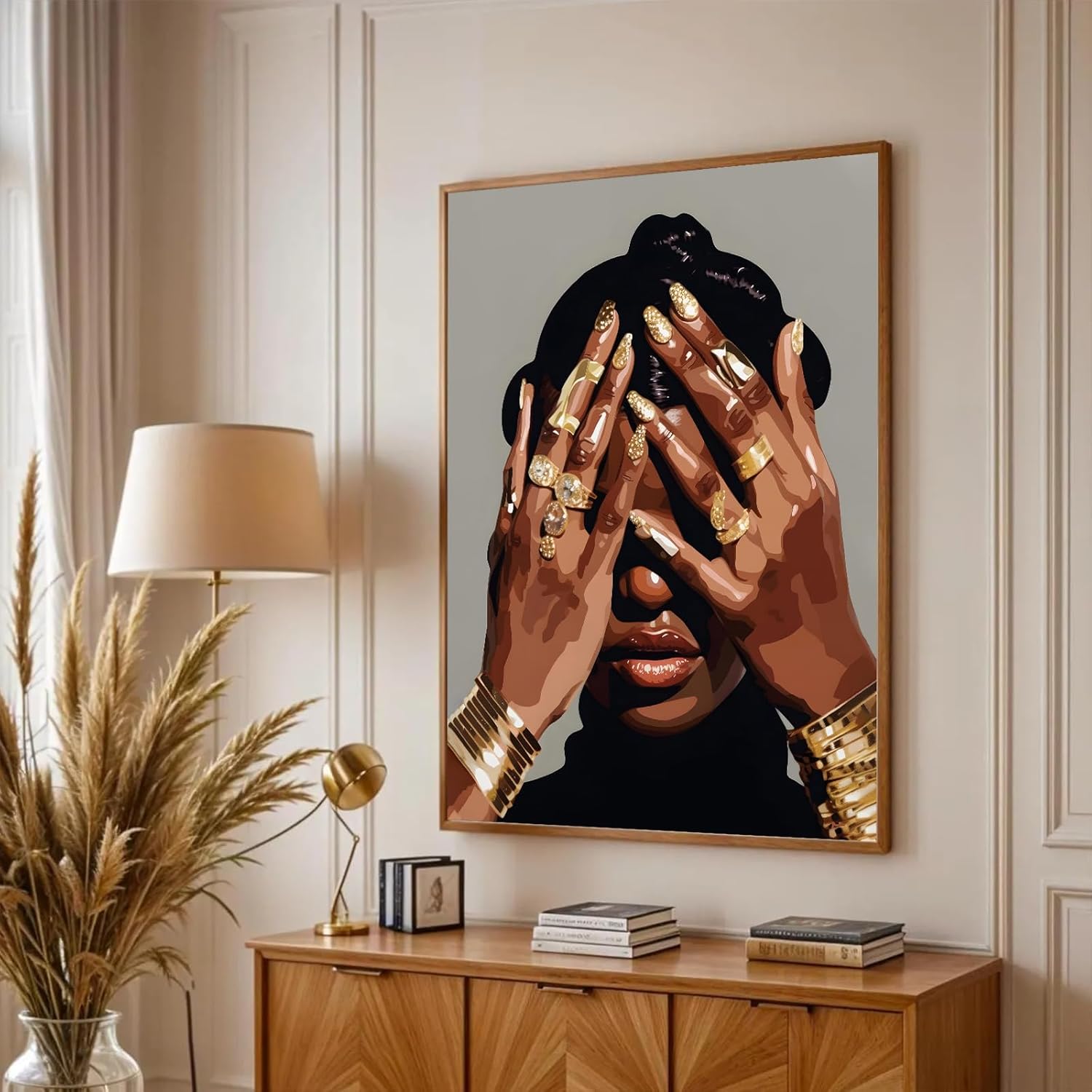 Black Woman Poster, Black Woman Wall Art, African American Canvas Wall Art, Trendy Abstract Black Girl Canvas Poster Prints Aesthetic Pictures for Dorm Studio Apartment Decorate 16x24inch Unframed - Image 5