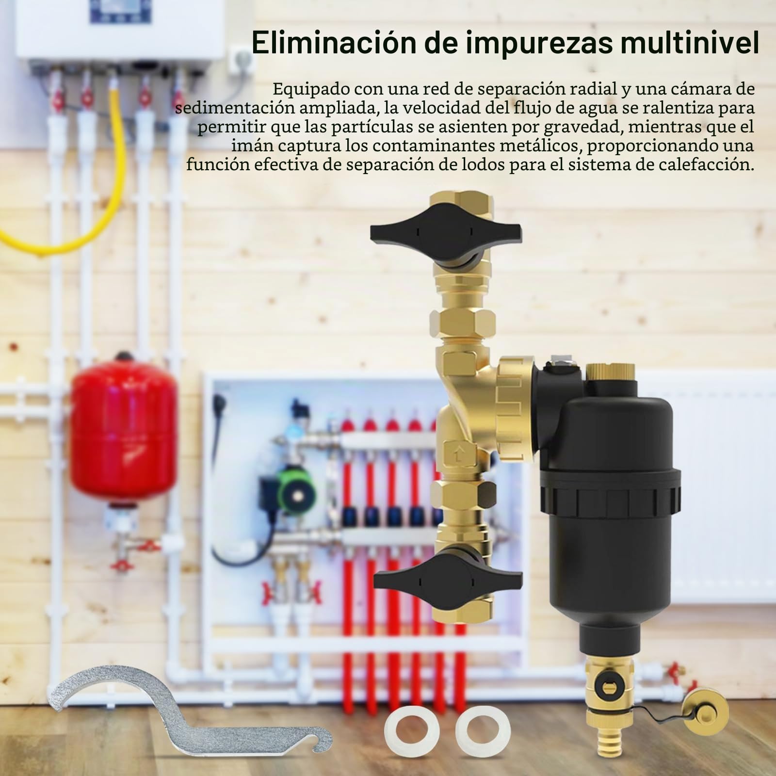 Separador Magnético De Lodos Dn 25, Filtro Magnético De 1″ Con Válvulas De Cierre Para Sistemas De Calefacción Colector De Suciedad Y PartíCulas Metálicas