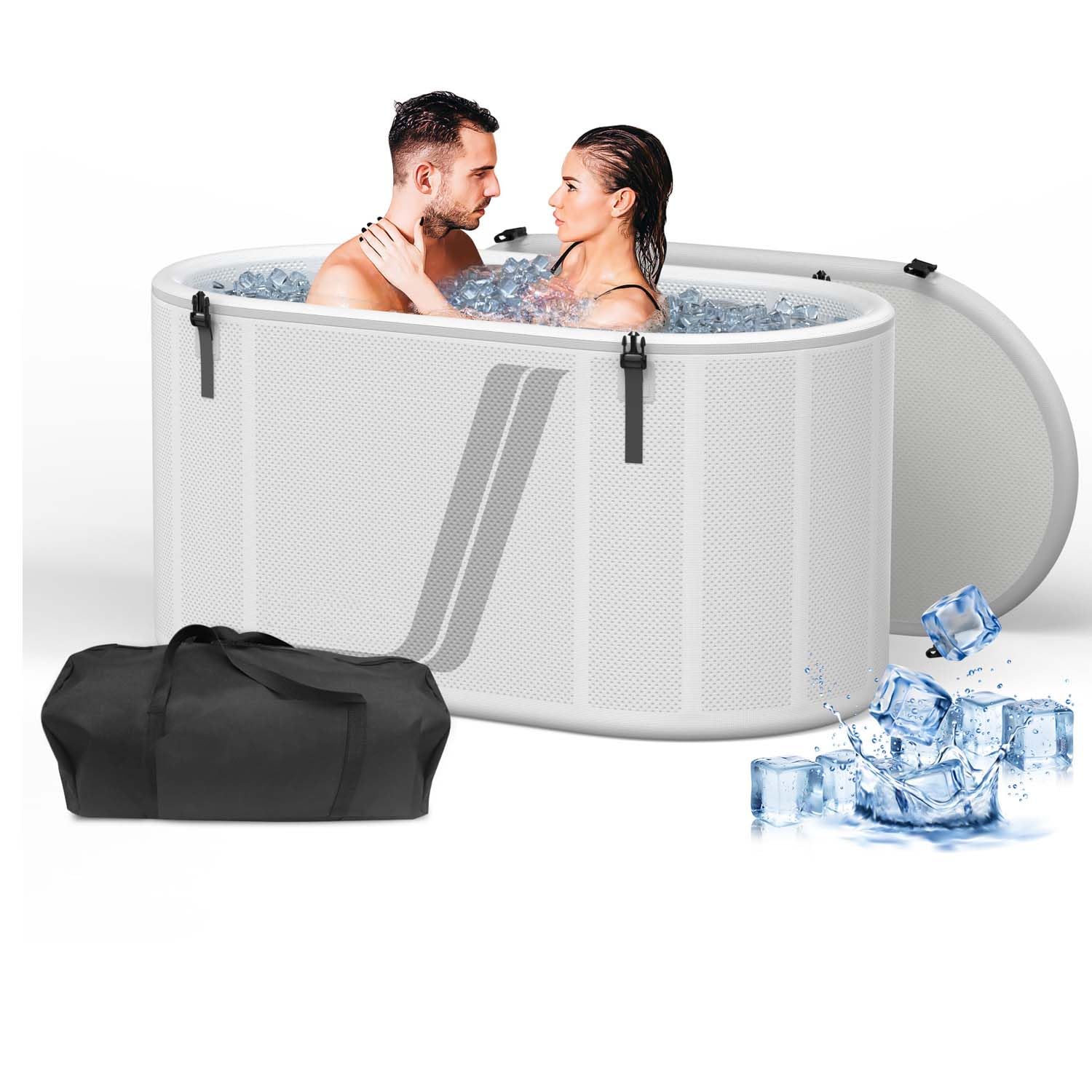 Portable Ice Bath Tub, Cold Plunge Tub with Lid, 212 Gallon Ice Plunge Tub for Home Therapy Ice Bathtub for Athletes and Adults (White)