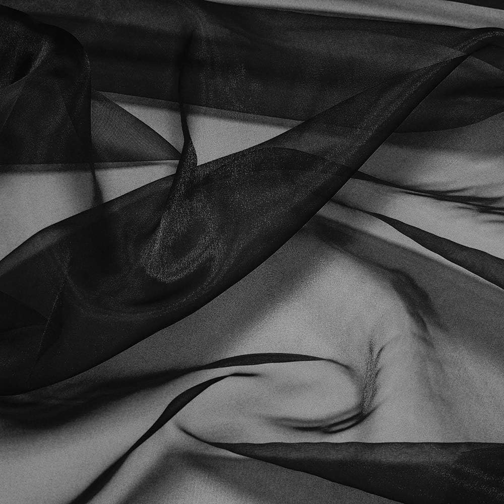58/60" Wide 100% Polyester Soft Light Weight, Sheer, See Through Crystal Organza Fabric (15 Yards, Black # 51)