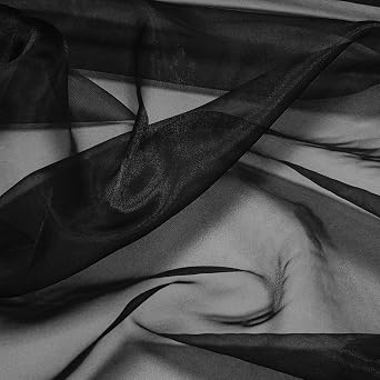 58/60" Wide 100% Polyester Soft Light Weight, Sheer, See Through Crystal Organza Fabric 5 Yards, Black # 51
