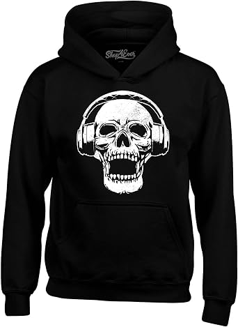 shop4ever DJ Skull Wearing Headphones Skeleton Hoodie Sweatshirts