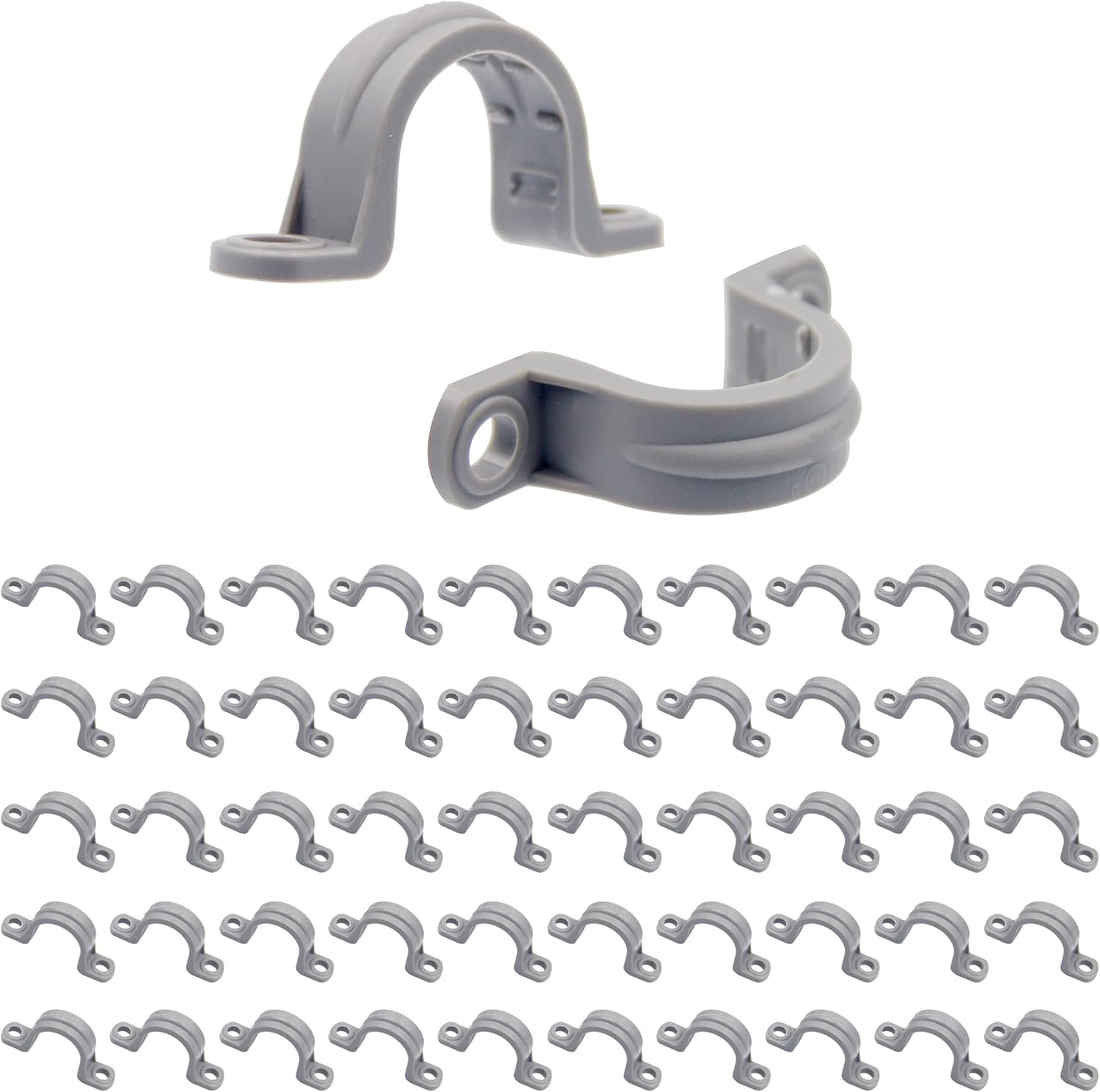 ISPINNER 50pcs 1/2 Inch PVC Pipe Straps, 2 Holes Plastic Conduit Strap