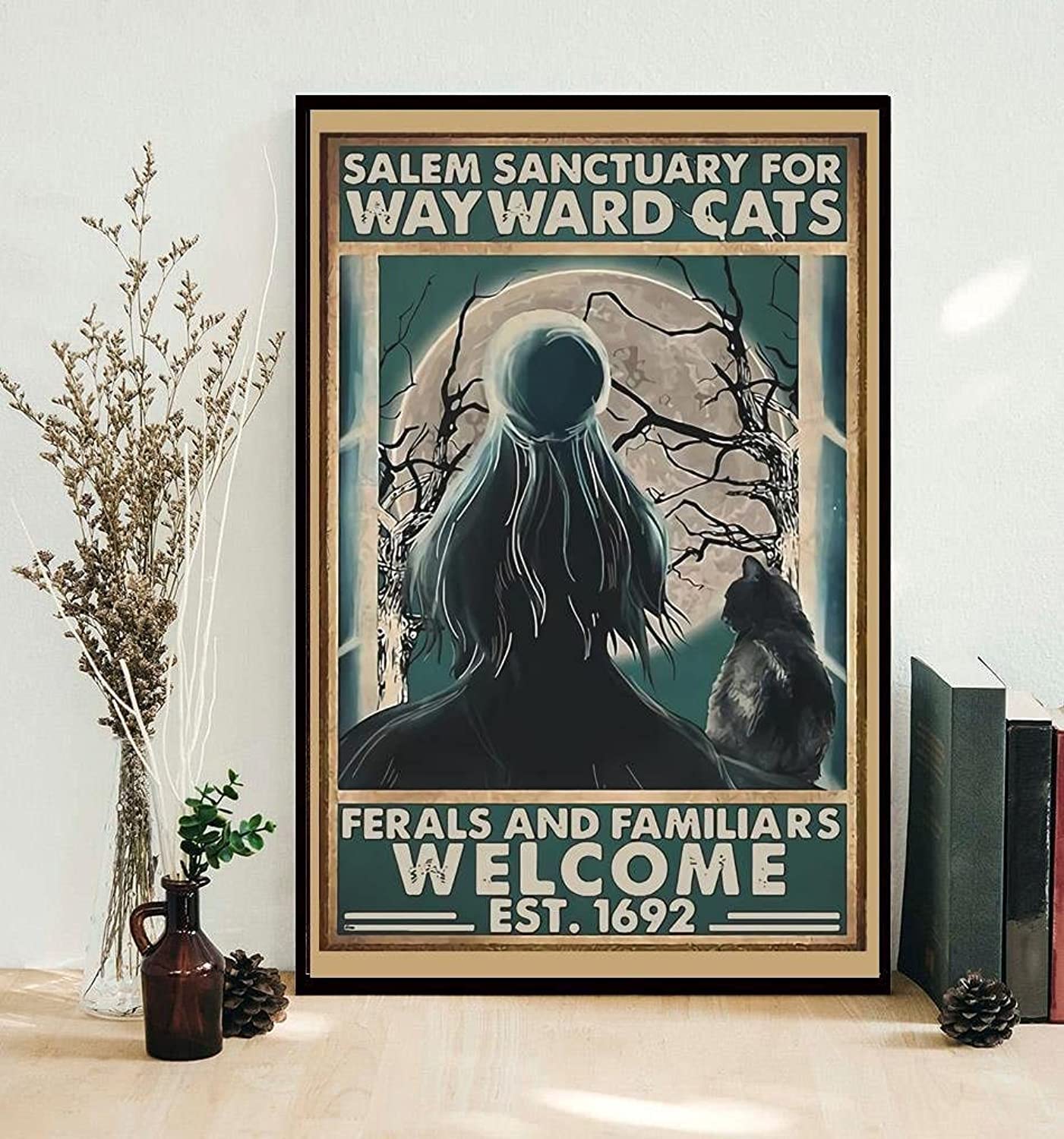 HOUVSSEN Stray Cat Poster, Salem Sanctuary Cat Poster, Fit Bar Cafe Club Garage Cave Vintage Metal Tin Sign Plaque Wall Decor Art, 12x16 Tinplate Aluminum Sign Painting.