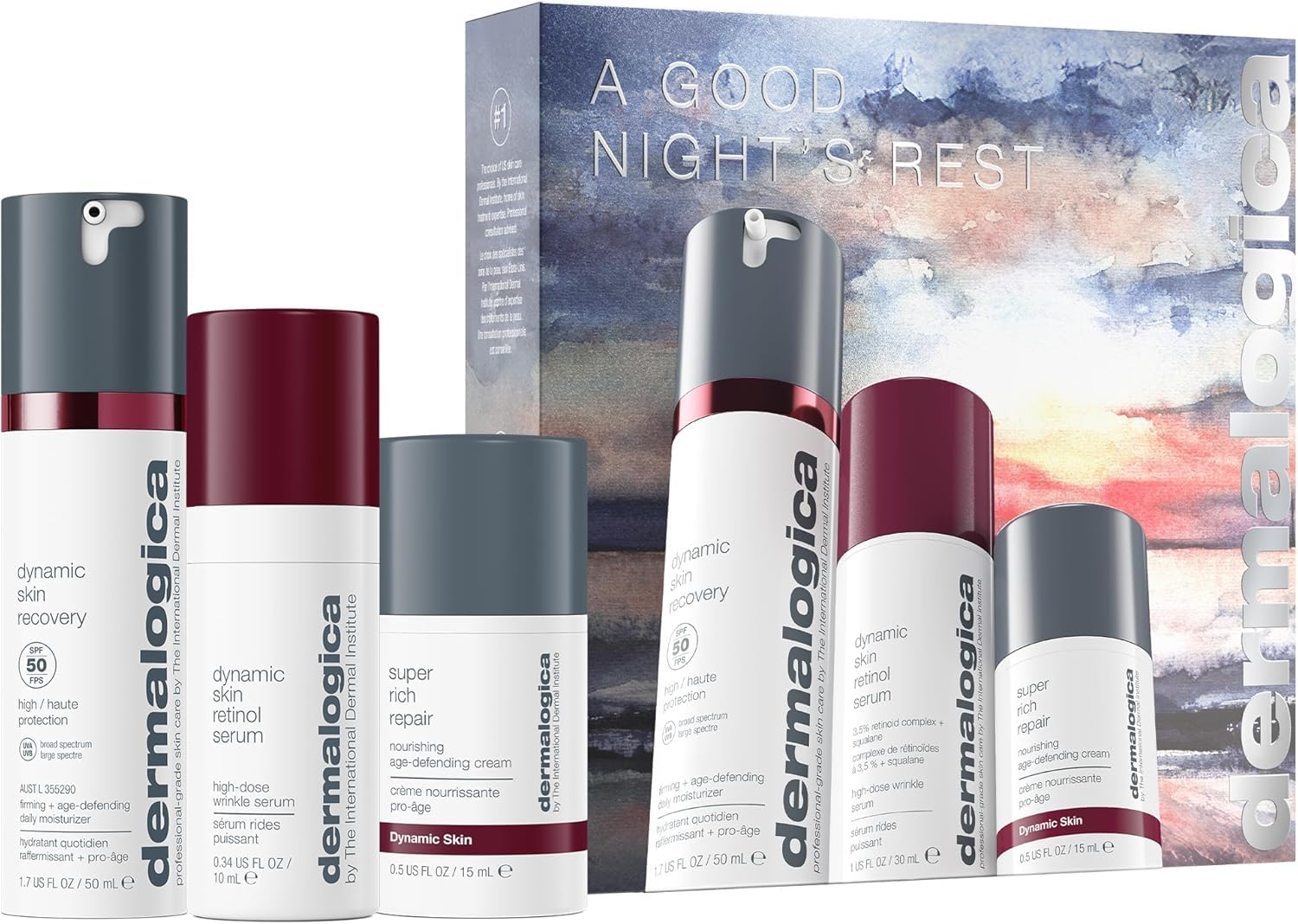 Dermalogica A Goodnights Rest Gift Set, Day to Night Skincare Routine Set, Includes SPF Moisturiser (50ml), Face Serum (30ml)