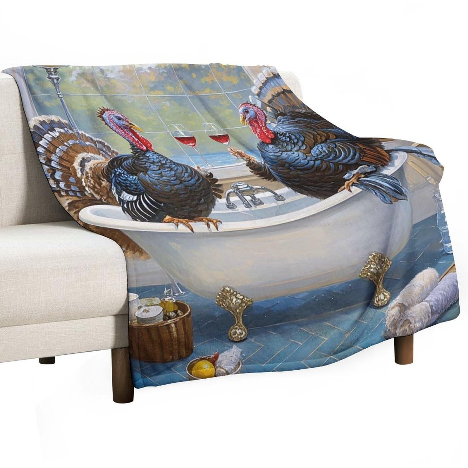 Couverture en flanelle motif Turquie de 178x203cm anti-boulochage pour lit