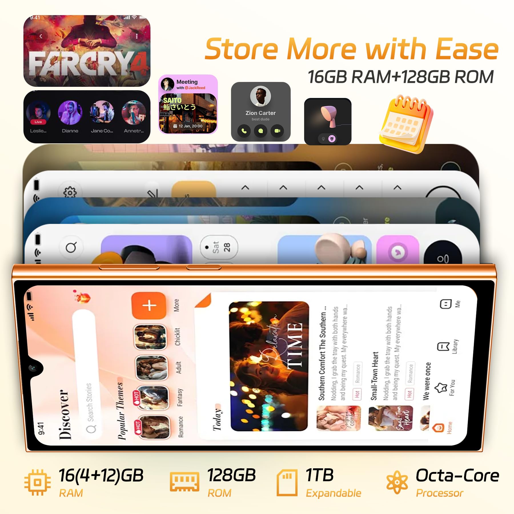 C61 Smartphone 2026, 16GB+128GB/1TB Telefono,6.88" HD+ Cellulare | Smartphone Android 15, 5150mAh Telefono Cellulare, 13MP Smartphone Gaming Octa Core, Dual SIM/Face ID/Fingerprint/OTG, Nero