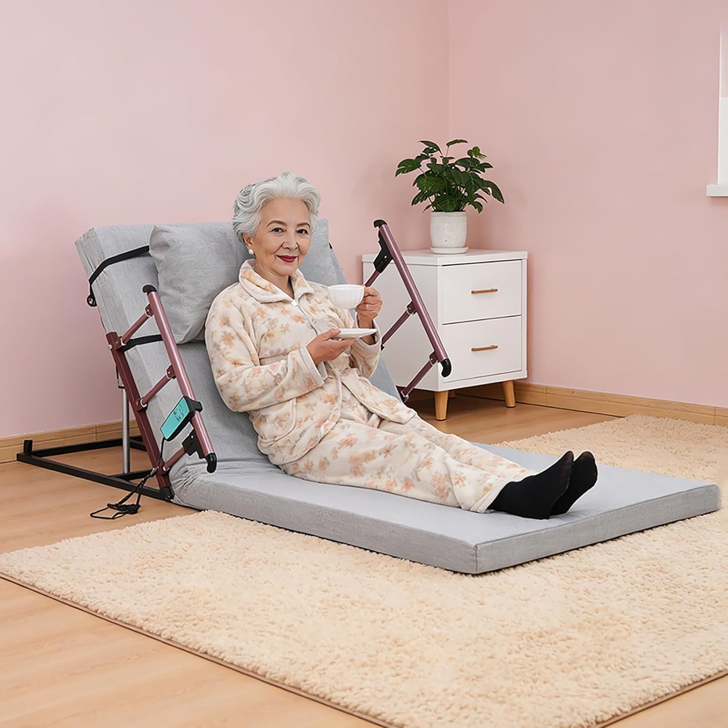 Greenlemon Electric Back Rest Lift with Remote Control - 4-68 Degree Adjustable, No Installation, Removable Washable Cover, Ideal for Pregnant Women (Full-Length with bedrail)