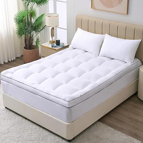 Miniatura 7 de CozyLux Cubrecolchón tamaño Queen, 900GSM, extra grueso, para aliviar el dolor de espalda, funda de colchón de felpa con relleno alternativo de 8-21