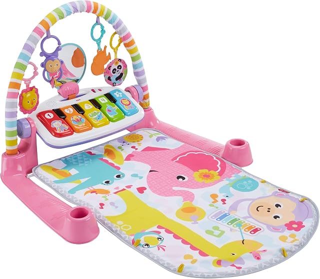 Fisher-Price Deluxe Kick & Play Piano Gym, play mat and activity toys with lights, music, and learning content for infants (Pack of 1)
