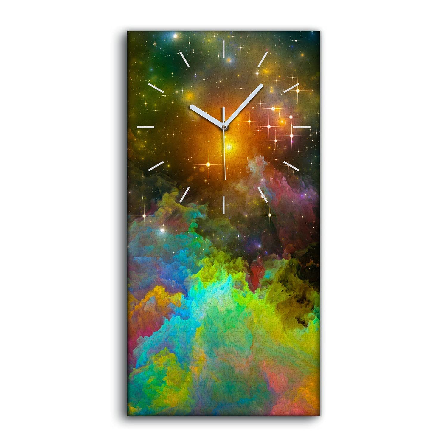 Horloge sur Toile Sans Tic-Tac Image Galaxy Décoration Murale Moderne en 30x60cm