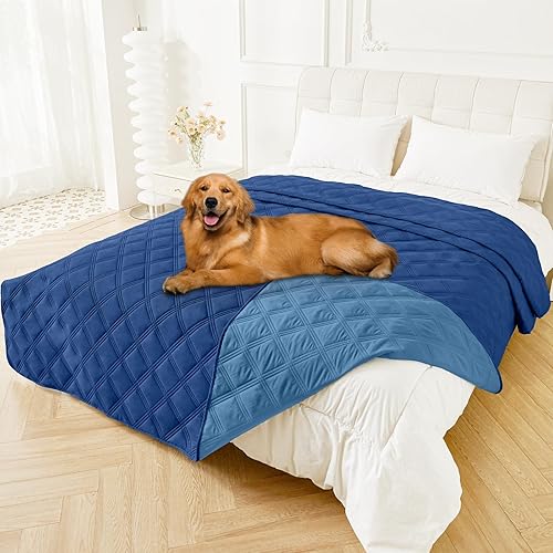 Miniatura 37 de Smiry Manta Impermeable para Cama de Perro 30x70, Manta Suave Reversible para Mascotas, Cubierta Lavable a Prueba de Fugas para Sofá de Gatos y Azul