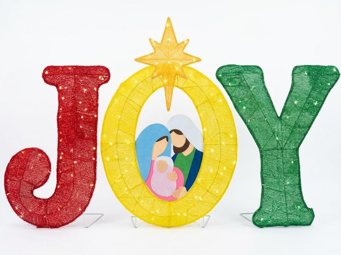SIKADEER Décoration de Noël lumineuse en métal, décoration de Noël joyeuse pré-éclairée