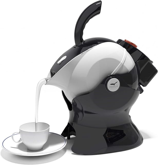 Uccello Electric Safety Kettle | Black Tipper Base Included | Effortless Pour Every Time | Daily Living Drinking Aid For Disabled and Seniors | 1.5 Liters | Black and White