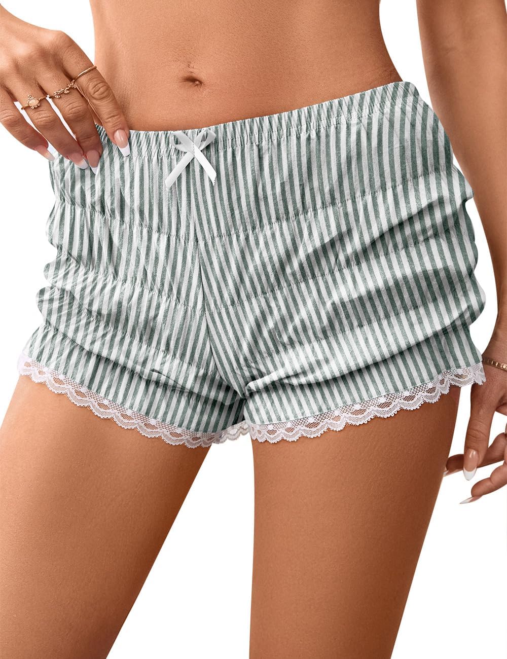 Rapbin Womens Ruffle Bloomer Shorts 2025 Low Rise Y2k Micro Mini Gingham Boxer Lounge Shorts Cute Sleep Bottoms